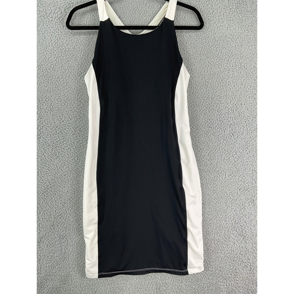 Athleta Athletic Dress Womens Small Black White Colorblock Racerback Mini Dress